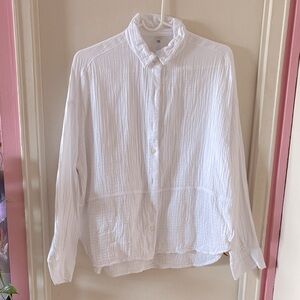 LOFT Lou & Gray Gauzy White Cotton Button Down Shirt